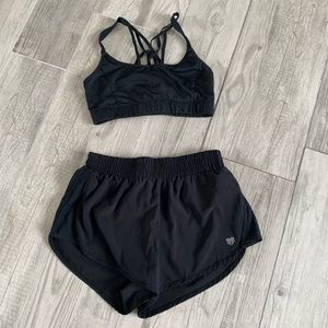 Black Workout Set, Sports Bra + Shorts